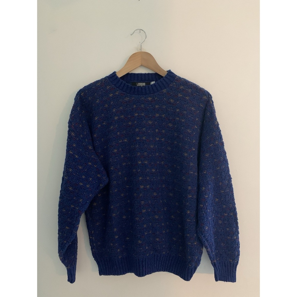 l. MAGNIN Sweater Men's L Raised Texture Vintage Geometric Crew Grandpa
